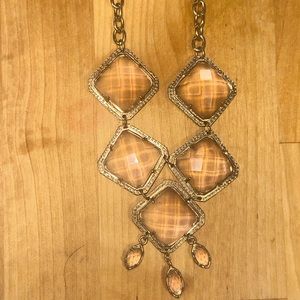 Necklace with Gold and Rhinestone Pendants